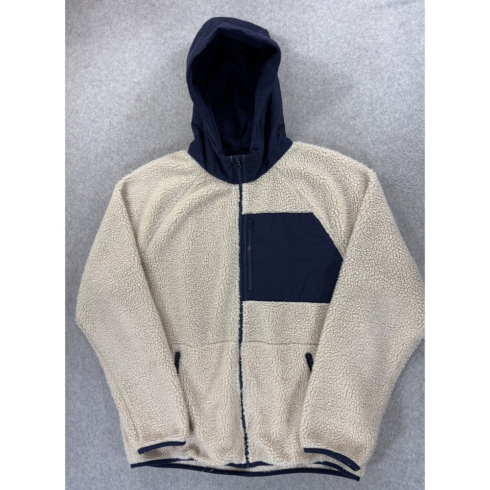 J Crew NORDIC Sherpa Full Zip Deep Pile Hoodie Jacket (Men's‎ XL) White